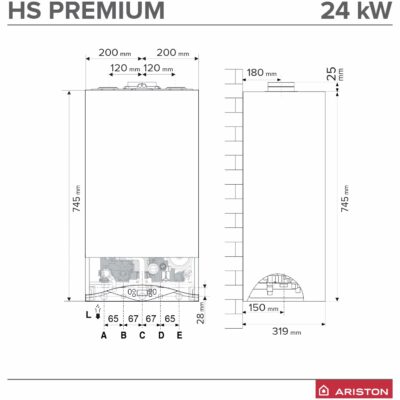 Centrala termica murala in condensare Ariston GENUS ONE+ WIFI 24, 24kW, gaz natural + GPL, Wi-Fi, ecran tactil, schimbator caldura otel inoxidabil, control vocal, fara kit inclus